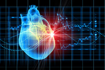 Virtual-image-of-human-heart-with-cardiogram